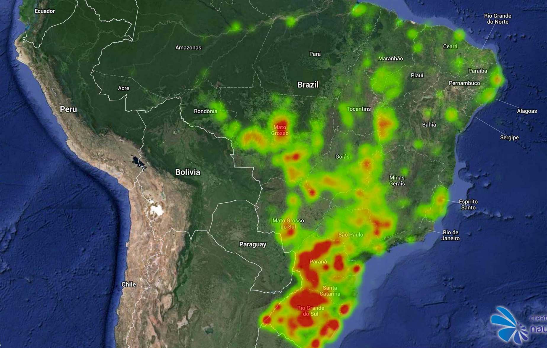 Brazil storage facilities as a heatmap